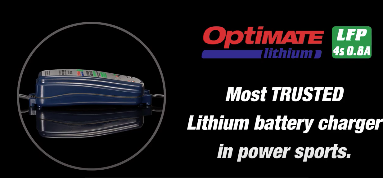 Chargeur batterie LiFePO4 MOTO Optimate lithium 4S 0.8A DE 2 à 30ah